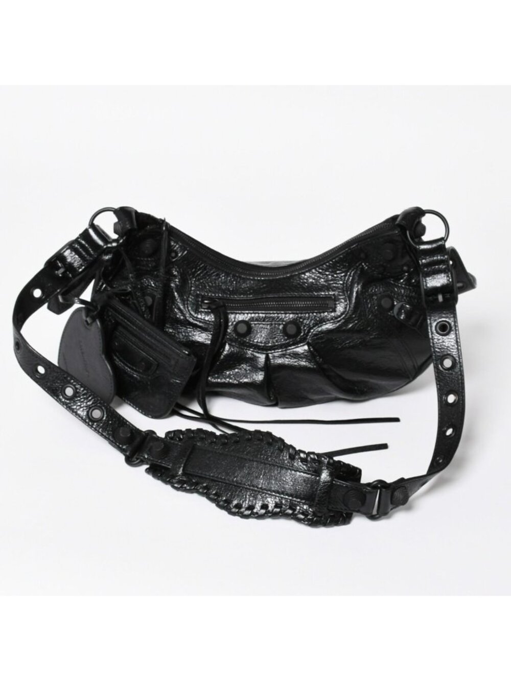 Balenciaga Le Cagole Shoulder Bag Black Arena Lambskin